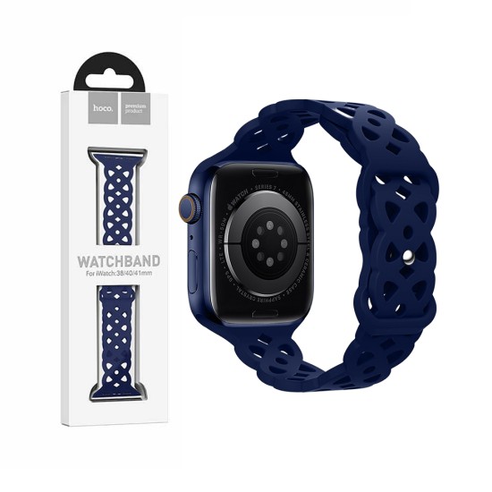 Hoco Silicone Hollow Bracelet for iWatch WA09 (38/40/41mm) Dark Blue